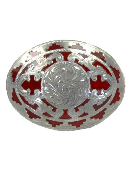 BOUCLE ARGENT FOND ROUGE