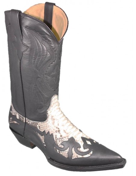 DESPERADO MAN BLACK/NATURAL GENUINEPYTHON /BLACK COWHIDE LEATHER