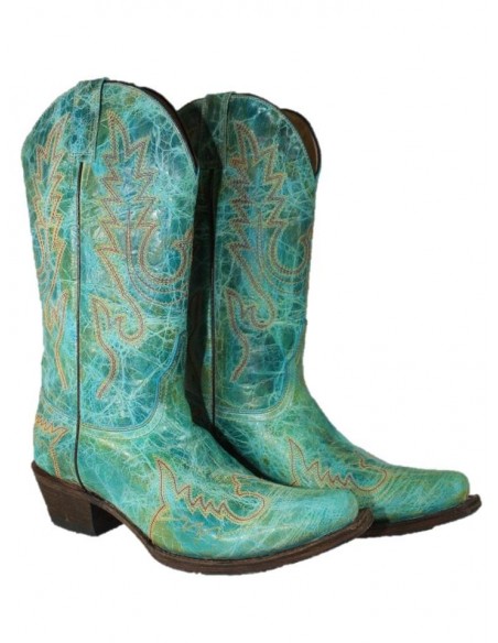 FLAMA CUIR VIEILLI TURQUOISE