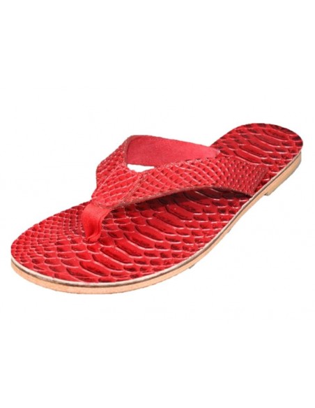 CACTUS RED PYTHON PRINTED COWHIDE